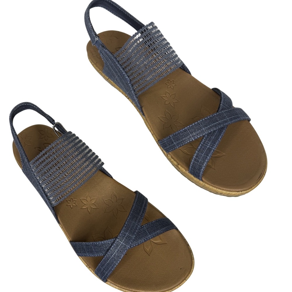 Skechers Brie Dawdle Sandals Womens 9 Navy Textile Wedge Comfort Slingback 32829 - Picture 12 of 12